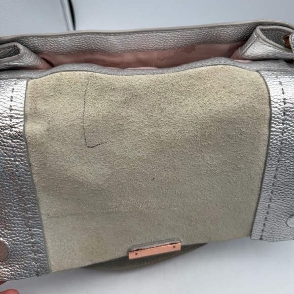 Ted Baker Silver Leather Shoulder Bag Pink Bow Lining main image 6
